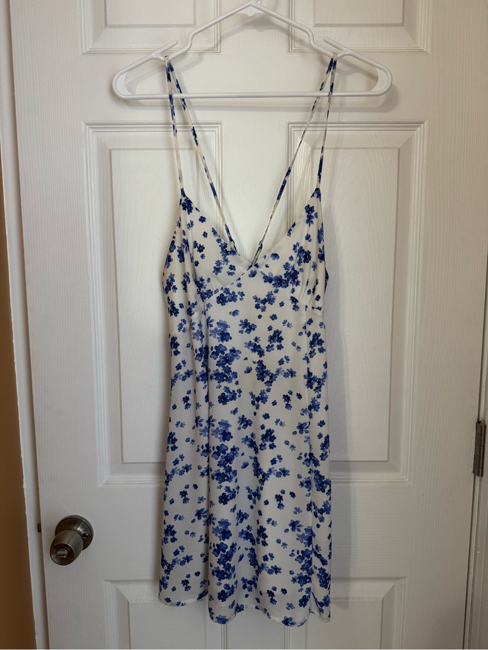 Forever 21 White Dress with Blue Floral Print